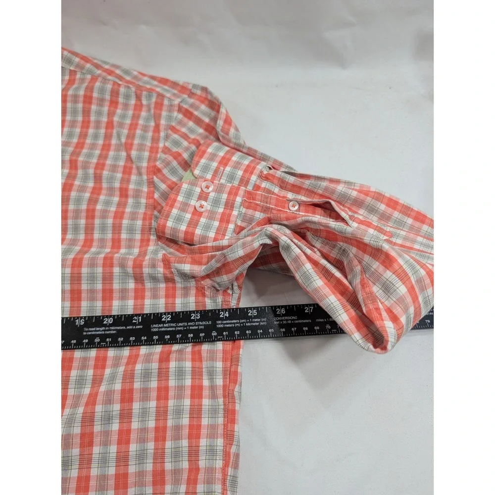 Ralph Lauren Shirt Men 2XL Button Up Performance Orange Plaid Tattersall Cutaway